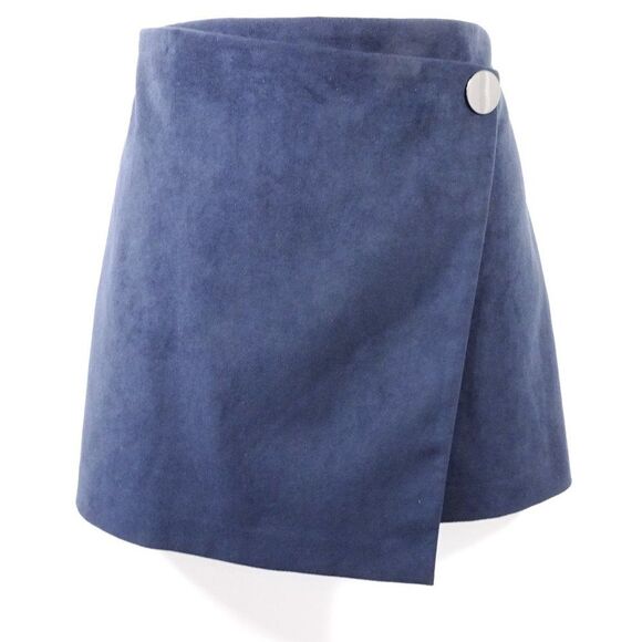 Theory  IWG Wrap Skirt Brilliant Skirt  Navy Fulton Fuax Suede Skirt  NWT 195 - Picture 6 of 14
